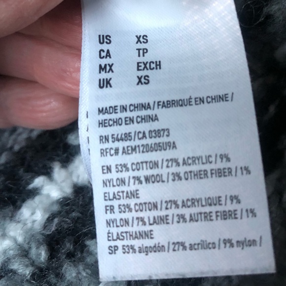 AMERICAN EAGLES Cotton Wool Blend Fair Isle Sweater, Crew Neck, Grey, Size XS - Picture 9 of 11